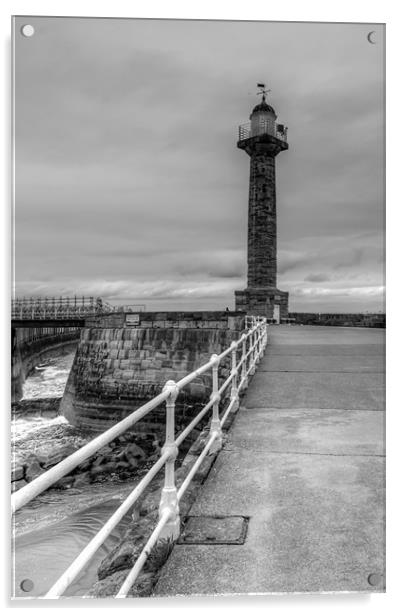 Whitby Pier Lighthouse Acrylic by Jonathan Swetnam