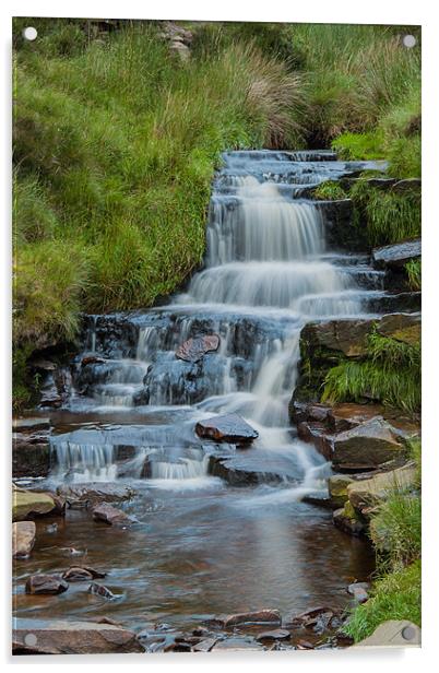Peak District Waterfall Acrylic by Jonathan Swetnam