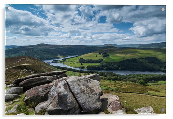 Ladybower Over Lead Hill Acrylic by Jonathan Swetnam