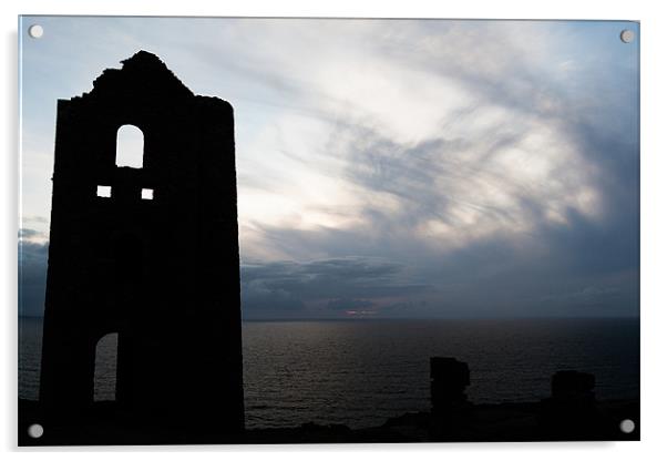 Wheal Coates Mine Silhouette Acrylic by Jonathan Swetnam