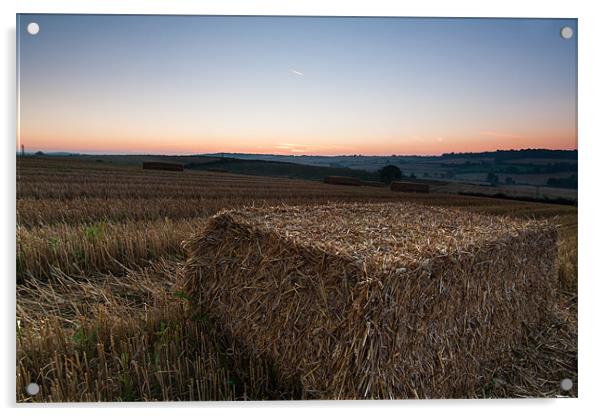 Hay Bale Sunrise Acrylic by Jonathan Swetnam