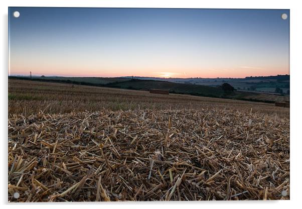Hay Bale Sunrise Acrylic by Jonathan Swetnam