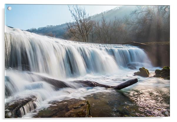 Monsal Dale Weir Acrylic by Jonathan Swetnam