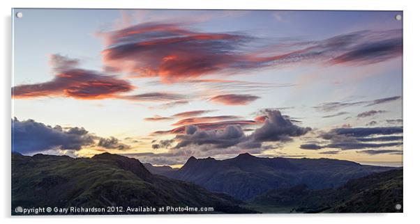 Red Skies over Langdale Acrylic by Gary Richardson