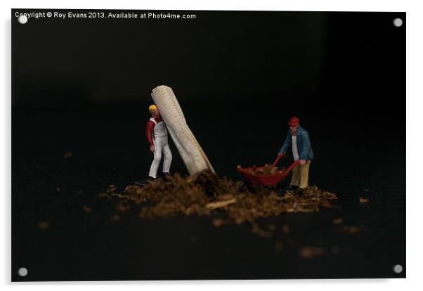 Borrowers cleaning up - Smoking kills Acrylic by Roy Evans