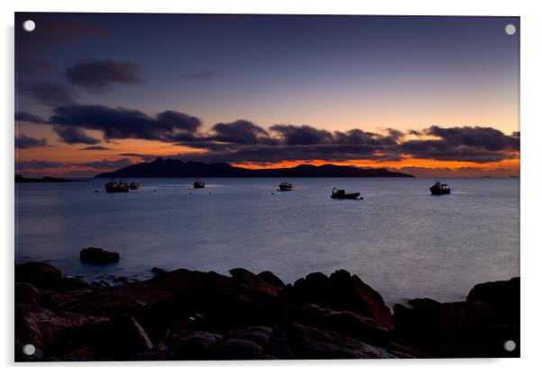 Isle of Rum at dusk Acrylic by Ashley Chaplin