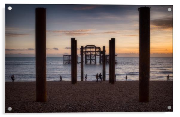 Brighton West Pier sunset Acrylic by Ashley Chaplin