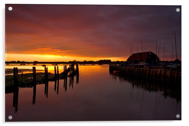 Bosham Jetty Sunset Acrylic by Ashley Chaplin