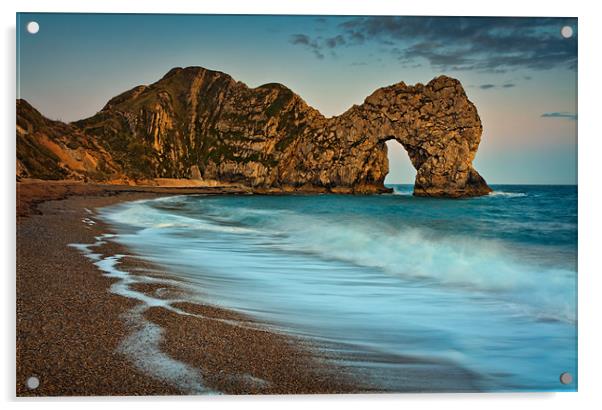 Stormy sea at Durdle Door Acrylic by Ashley Chaplin