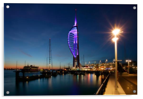 Portsmouths Spinnaker Tower Illuminated at dusk Acrylic by Ashley Chaplin