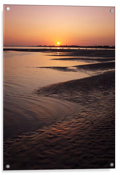 Sunset on Hayling Island Acrylic by Ashley Chaplin