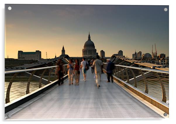 Millennium Bridge - London Acrylic by Ashley Chaplin