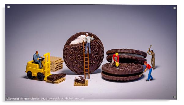 Tiny Oreo Excavators at Work Acrylic by Mike Shields