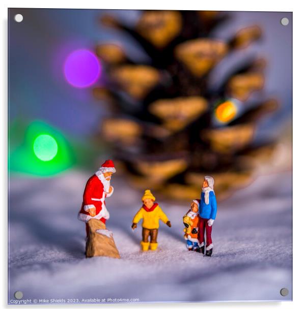 Santa's Miniature Christmas Gift Distribution Acrylic by Mike Shields