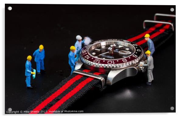 Minute Timekeepers' Repair Shop Acrylic by Mike Shields