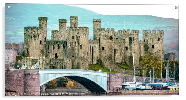 Historic Conwy Castle Acrylic by Mike Shields