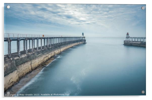 Whitby Pier Long Exposure Acrylic by Mike Shields