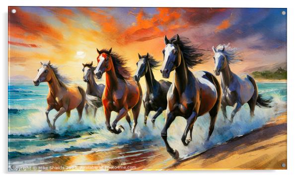 Wild Horse Herd Acrylic by Mike Shields