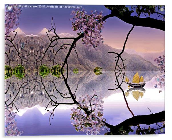  Oriental Reflected Landscape Acrylic by philip clarke