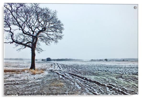 Winter Snow on  Farmland Acrylic by philip clarke