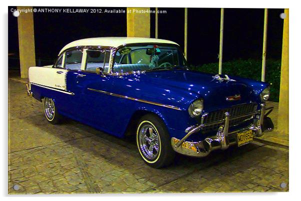 BLUE CADILLAC IN CUBA Acrylic by Anthony Kellaway