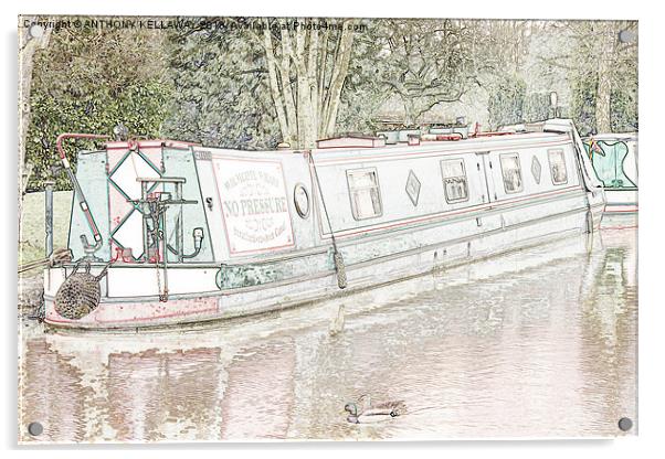 STRATFORD BARGE IN PENCIL NO PRESSURE Acrylic by Anthony Kellaway