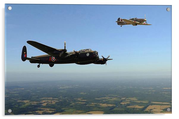 AVRO LANCASTER AND HAWKER HURRICANE Acrylic by Anthony Kellaway