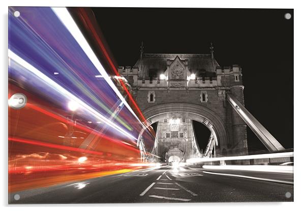 London Bus light trail Acrylic by Rob Laker
