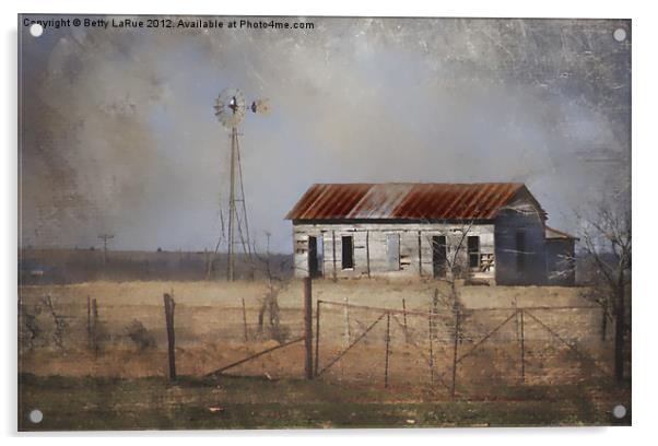 Homestead in Dust Storm Acrylic by Betty LaRue