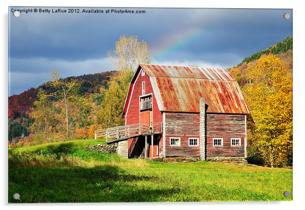 Red Barn Rainbow Acrylic by Betty LaRue