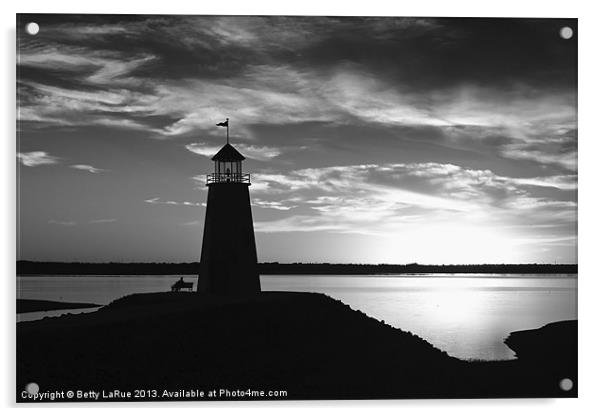 Lighthouse in Black and White Acrylic by Betty LaRue