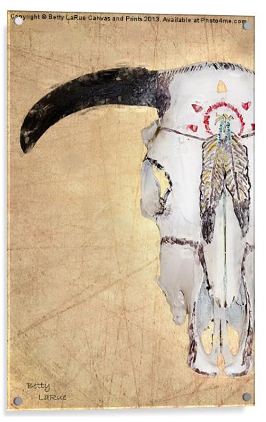 Indian Cow Skull #2 Acrylic by Betty LaRue