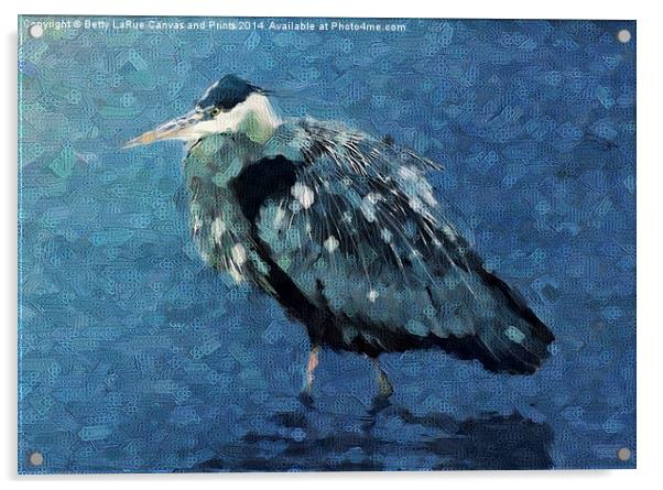 Abstract Great Blue Heron Acrylic by Betty LaRue