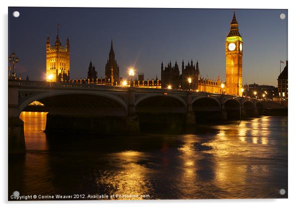 Big Ben & The Houses of Parliament at night Acrylic by Corrine Weaver
