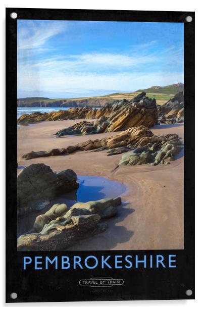 Pembrokeshire Railway Poster Acrylic by Andrew Roland