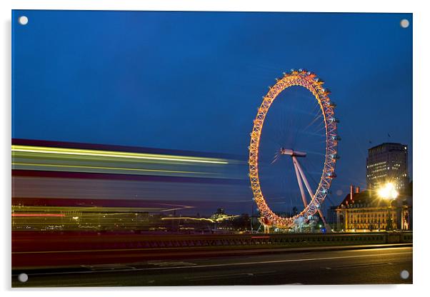 London Eye light trails Acrylic by James Neale