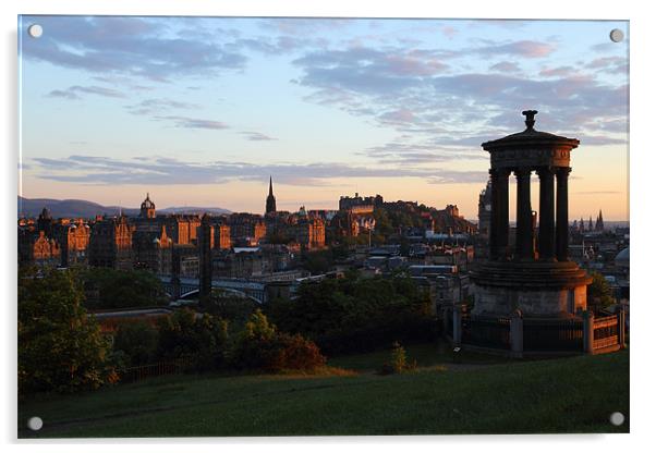 Edinburgh skyline at sunset Acrylic by James Marsden