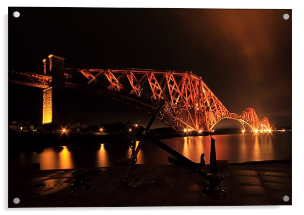 Forth rail bridge at night Acrylic by James Marsden