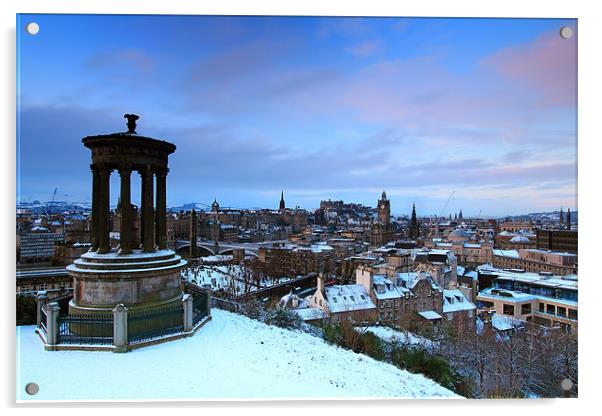 Edinburgh in the snow Acrylic by James Marsden