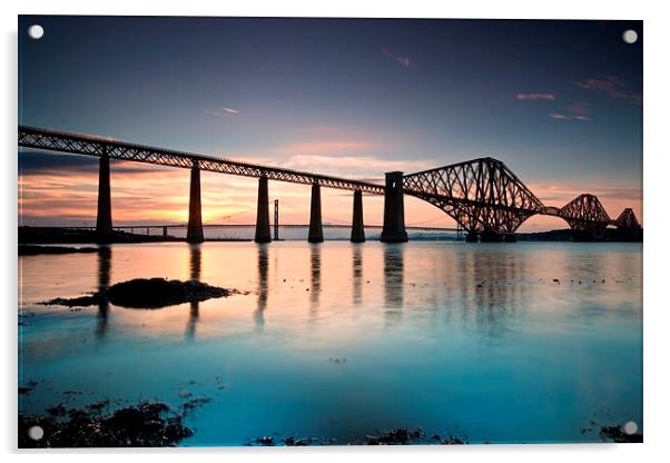 Forth Rail Bridge sunset Acrylic by James Marsden