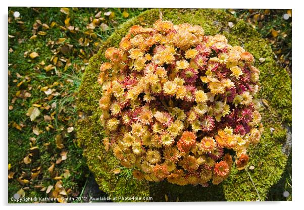 Orange Chrysanthemums from above Acrylic by Kathleen Smith (kbhsphoto)