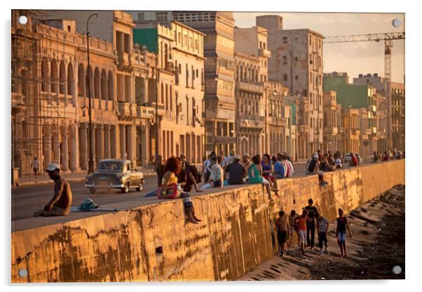 Malecon, Havana Acrylic by peter schickert