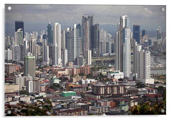skyline of Panama City Acrylic by peter schickert