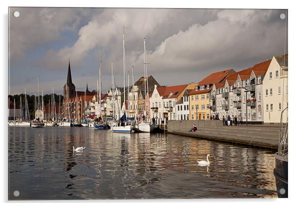 Harbour of Sonderborg, denmark Acrylic by peter schickert