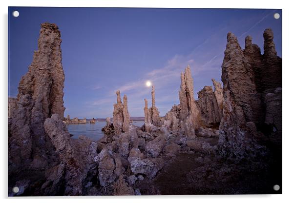 Full moon at Mono Lake Acrylic by peter schickert