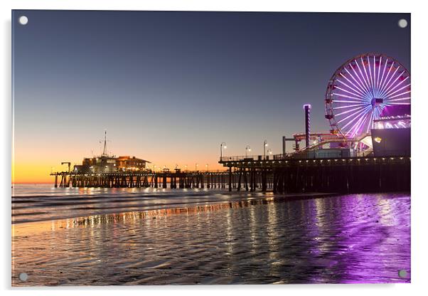 Santa Monica Pier and beach Acrylic by peter schickert