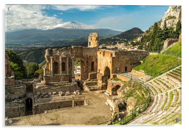 Ancient theatre of Taormina Acrylic by peter schickert