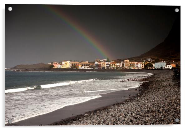 rainbow at Valle Gran Rey, La Gomera Acrylic by peter schickert