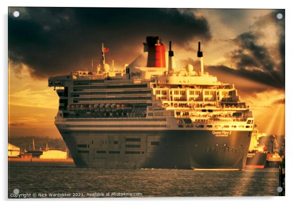 RMS Queen Mary 2 Acrylic by Nick Wardekker