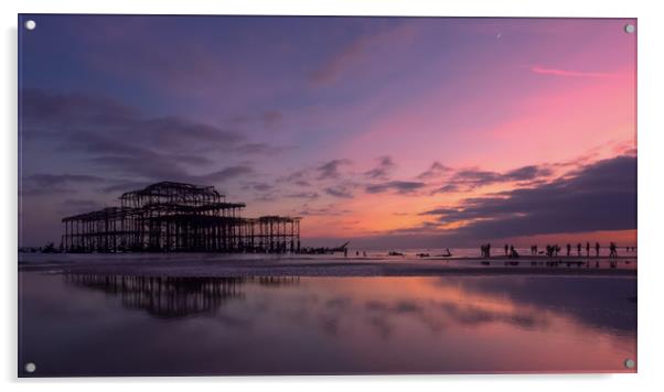 West Pier, Brighton, Sunset Acrylic by Sue MacCallum- Stewart